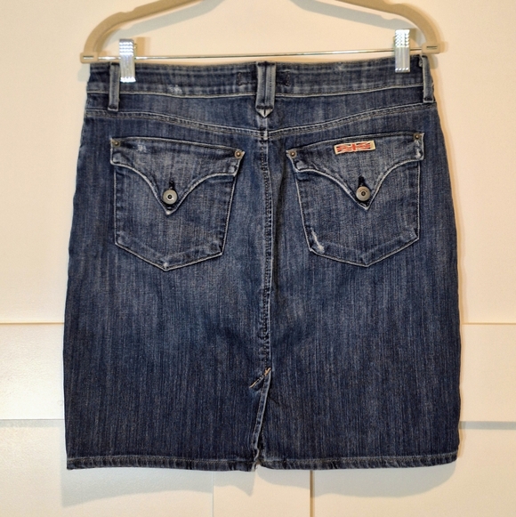 Hudson Jeans Dresses & Skirts - Hudson Denim Mini Skirt Rear Button Flap Pockets Lightly Distressed Size 30